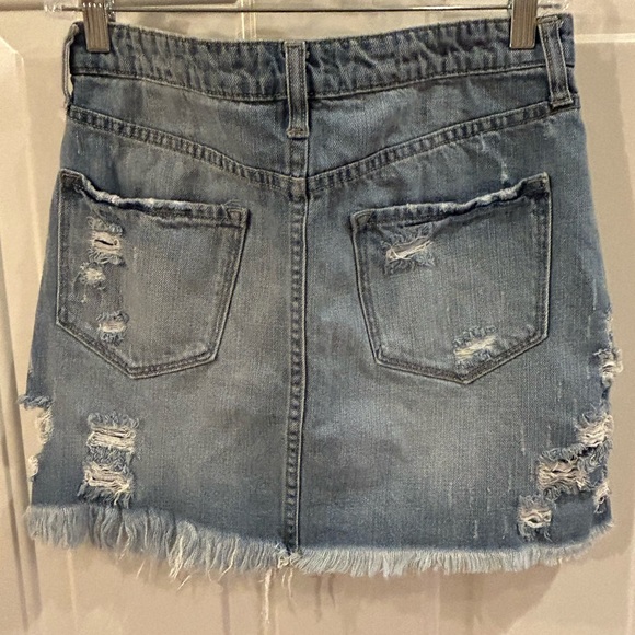 Vervet Distresser High Rise Blue Jean Button Front Mini Skirt - Picture 12 of 14